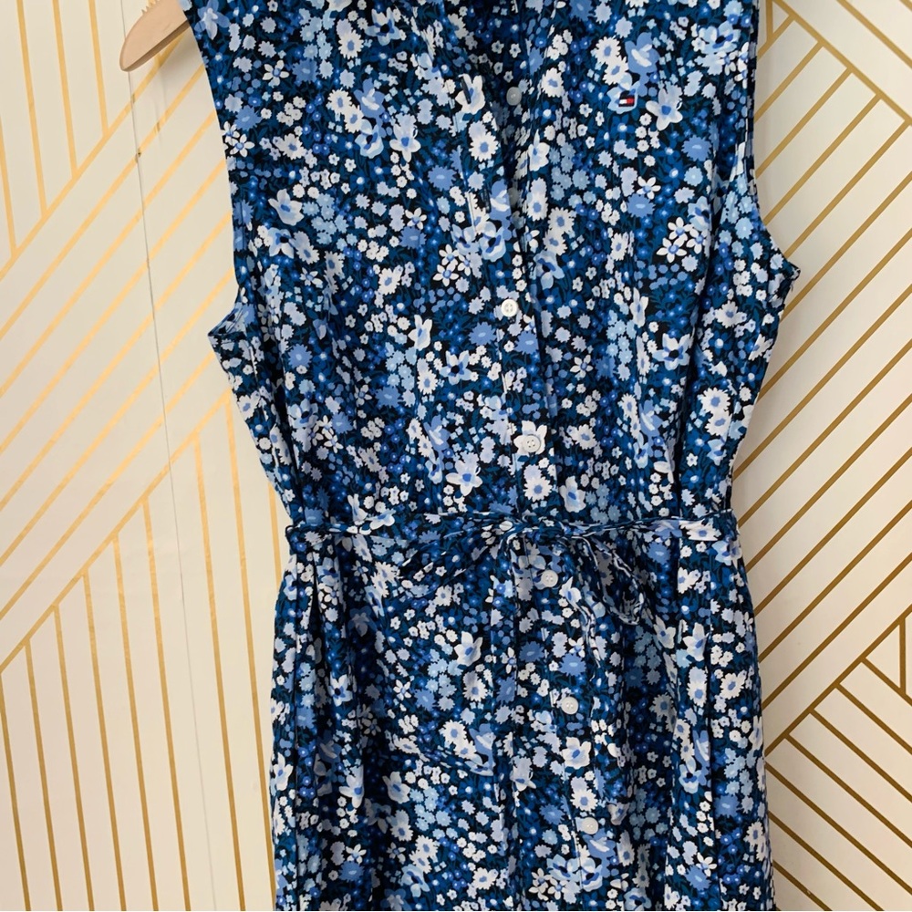 Tommy Hilfiger floral shirt dress pockets collared collar sleeveless buttons 10 - Picture 4 of 10